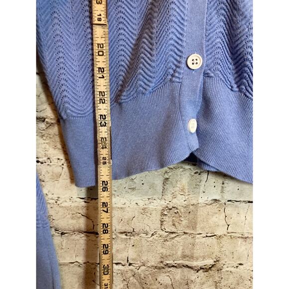 Burgess Pointelle Cardigan Women Large Silk Blend Baby Blue Soft Girl Beachy - Picture 8 of 12